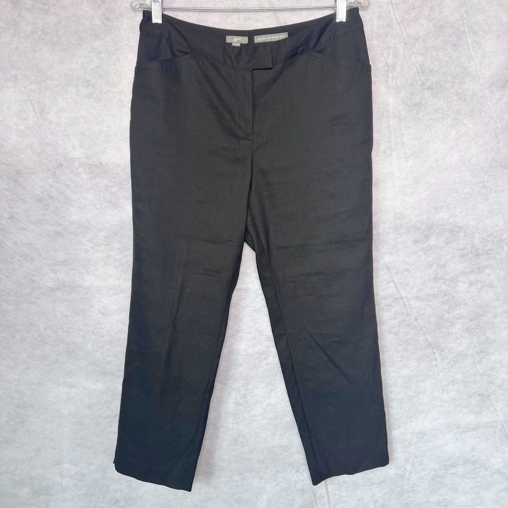J. Jill Pants Cropped Trousers Black Linen Blend Genuine Fit Below Waist Size 10